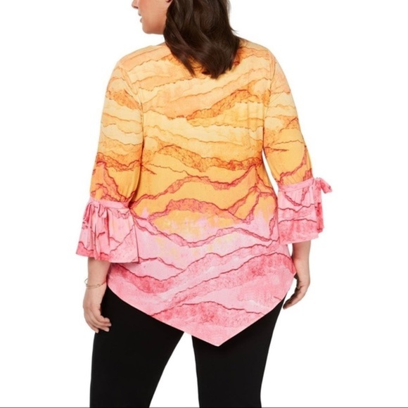 New Alfani Womens Plus Printed V-Neck Blouse - Picture 2 of 2